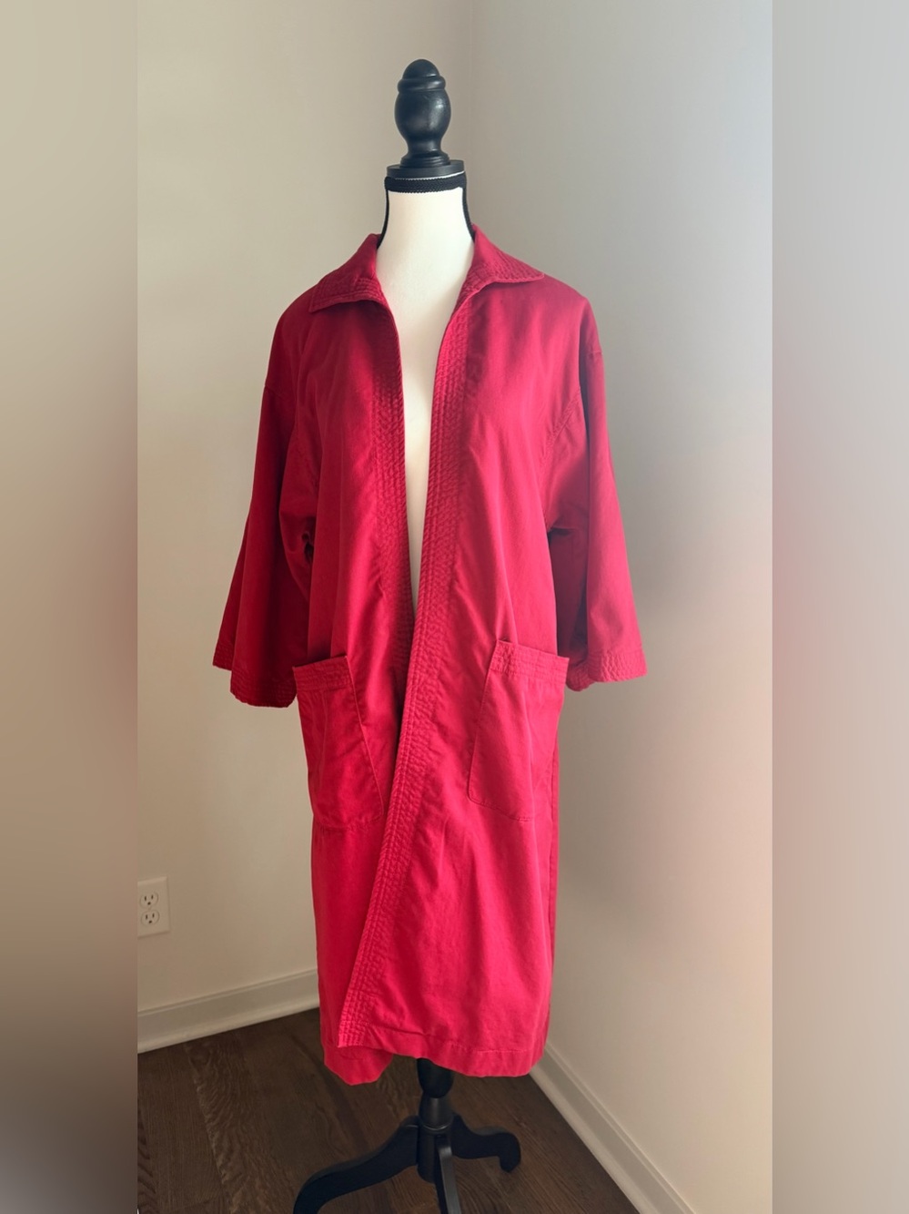 Vintage Spiegel Burgundy Open Front Car Coat Made in USA Cotton Rayon